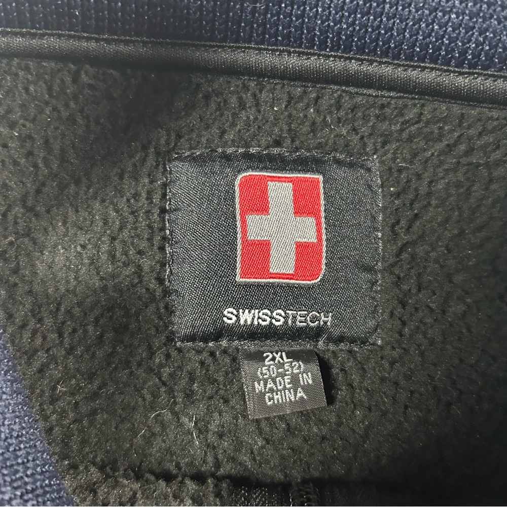 Swiss Tech Mens Softshell Jacket 2xl Blue Zipped Pockets Fleece Lining - Picture 2 of 9